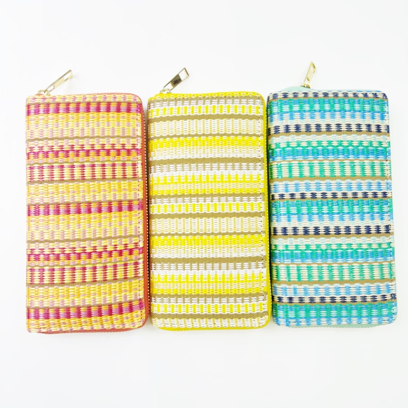 Venta caliente billetera de grano tejido personalidad vintage patchwork zip bag fábrica de yiwu venta directa de fábrica bolsa de almacenamiento regalo