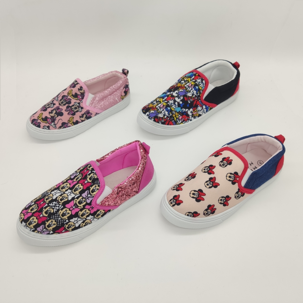 2023 Children's Canvas Shoes, Disney Cartoon Boys' And Girls' Single Shoes, One-Foot Lazy Shoes, Flat, Indoor Kindergarten Shoes, Sizes 29-35