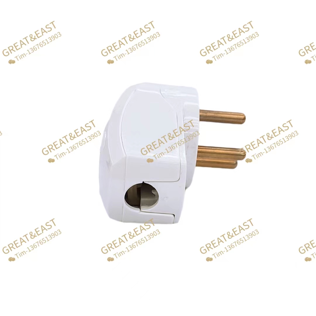Israeli 16A250V three-pole three-core cylindrical detachable assembly power supply male plug, white pic 2