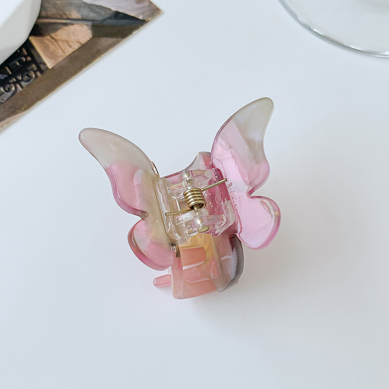 Pink butterfly fairy Ins-style Internet celebrity headwear, super fairy-like hair clip, butterfly-shaped acetic acid texture grab clip at the back of the head, gentle hair accessory Specification image