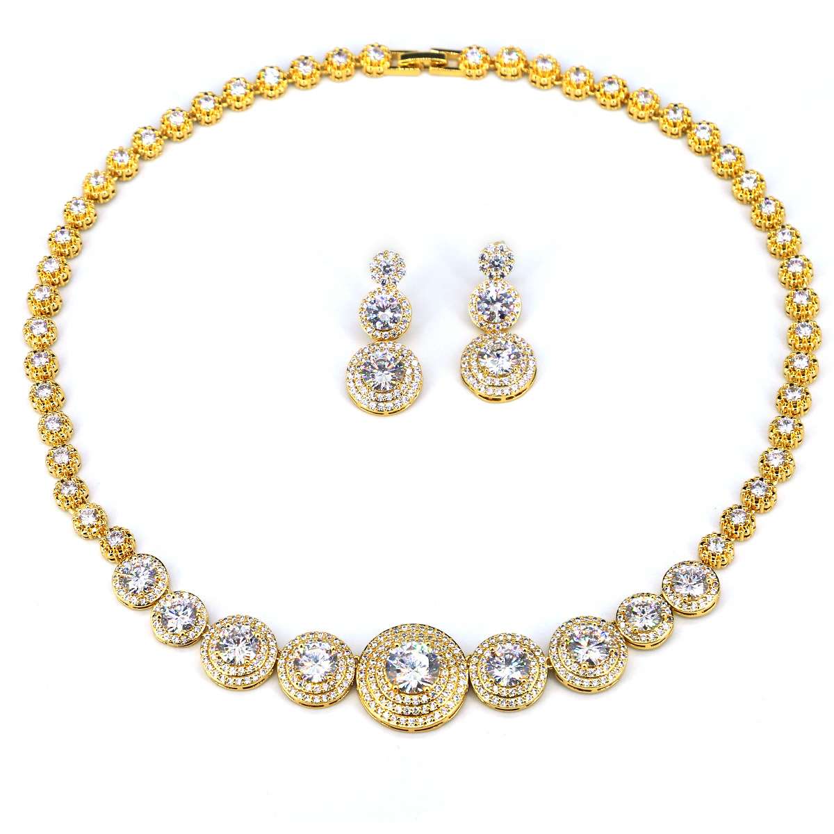 European and American bride necklace set, fashionable and versatile, full diamond zircon dress accessories, fashionable jewelry, banquet Application Scenario