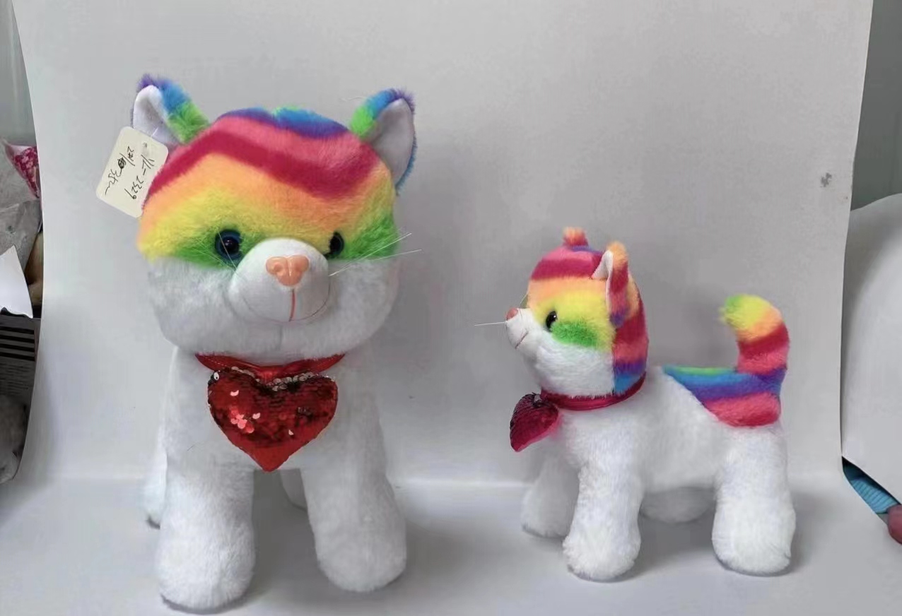 New fashion plush toy Plush toy Plush toy simulation rainbow cat doll Plush toy doll with sleeping puppet party cat