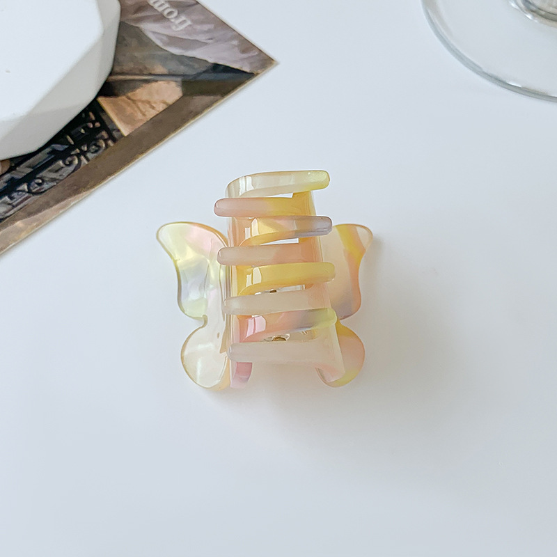 Yellow butterfly Fairy Ins-style popular headwear, super fairy hair clip, butterfly-shaped acetic acid texture grab clip at the back of the head, gentle hair accessory Item Picture