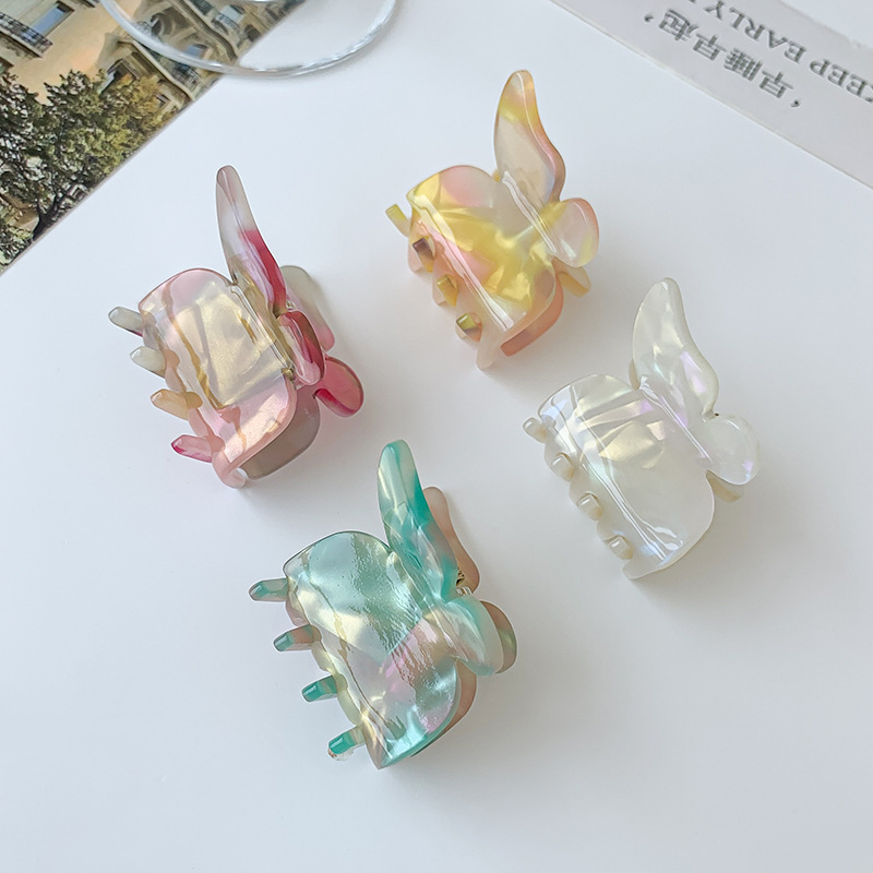 Yellow butterfly Fairy Ins-style popular headwear, super fairy hair clip, butterfly-shaped acetic acid texture grab clip at the back of the head, gentle hair accessory details Picture