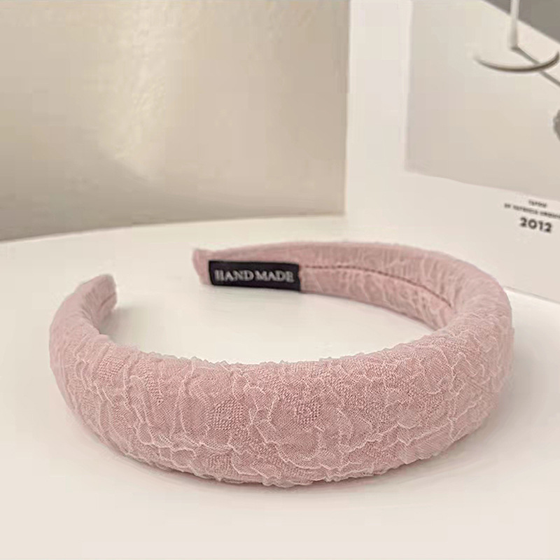Pink gauze candy color sponge headband High cranial top face pressure headband sweet everything color hair clip hair accessories wholesale thumbnail
