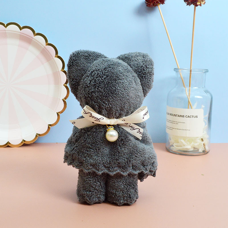Pearl bear towel, square towel, coral fleece gift towel, souvenir, wedding celebration, wedding candy, National Day, Mid-Autumn Festival and Teachers' Day gift wholesale, 30*30cm detail image 7
