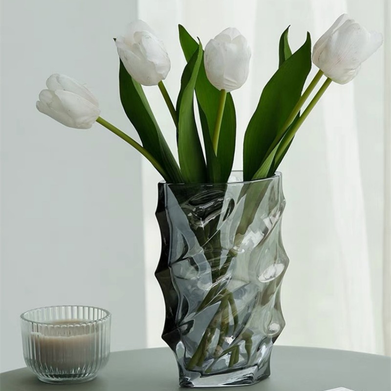 厂家批发加厚欧式水晶玻璃花瓶提供颜色制作璀璨居家花瓶摆件ins图