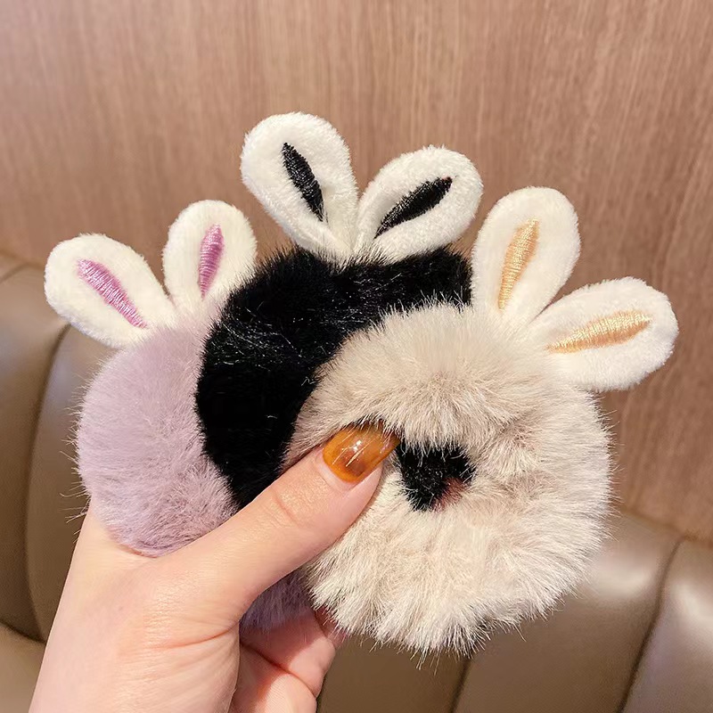 Cute furry hair bands, fluffy hair strings, rabbit ears hair accessories, simple and versatile headwear, Binhan accessories 2399 Specification image