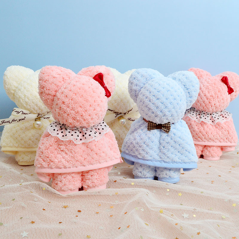 Bear towel, teak square towel, coral fleece souvenir, wedding celebration, wedding candy, teacher Mid-Autumn Festival and National Day gift wholesale, 30*30cm