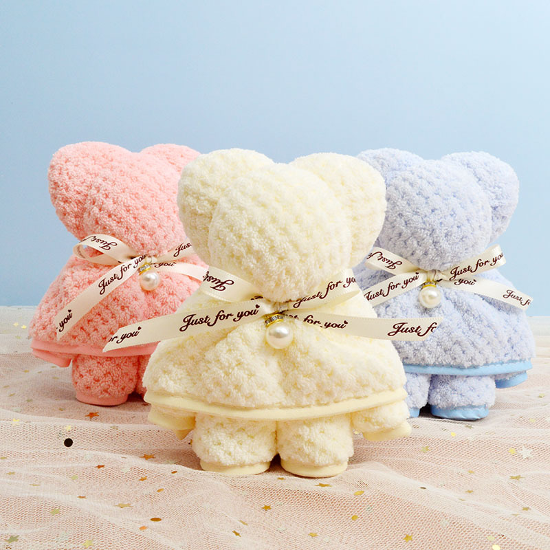 Bear towel, teak square towel, coral fleece souvenir, wedding celebration, wedding candy, teacher Mid-Autumn Festival and National Day gift wholesale, 30*30cm detail image 16