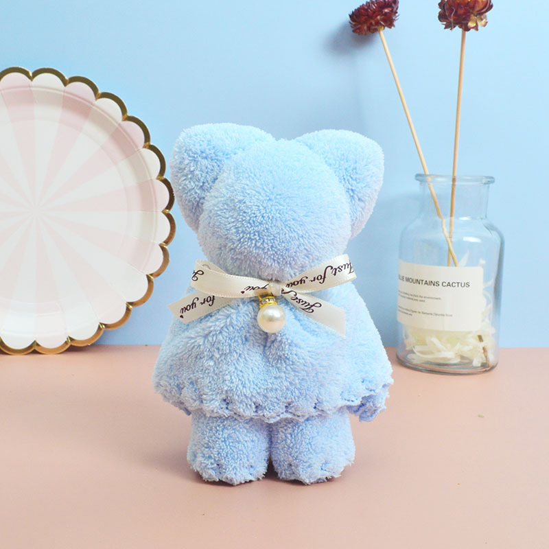 Pearl bear towel, square towel, coral fleece gift towel, souvenir, wedding celebration, wedding candy, National Day, Mid-Autumn Festival and Teachers' Day gift wholesale, 30*30cm Specification image