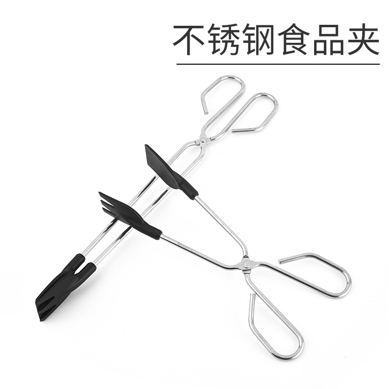 DF99344 Food tongs, silicone head, stainless steel food tongs, steamed bun, bread, grilled meat tongs, buffet thickened food, DF TRADING HOUSE Specification image