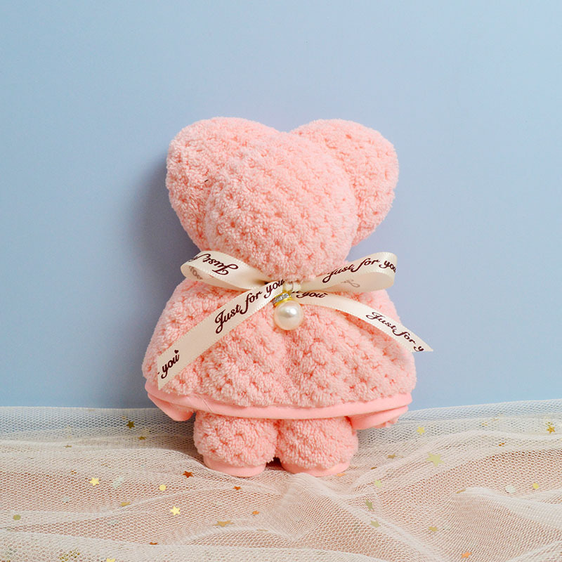 Bear towel, teak square towel, coral fleece souvenir, wedding celebration, wedding candy, teacher Mid-Autumn Festival and National Day gift wholesale, 30*30cm detail image 12