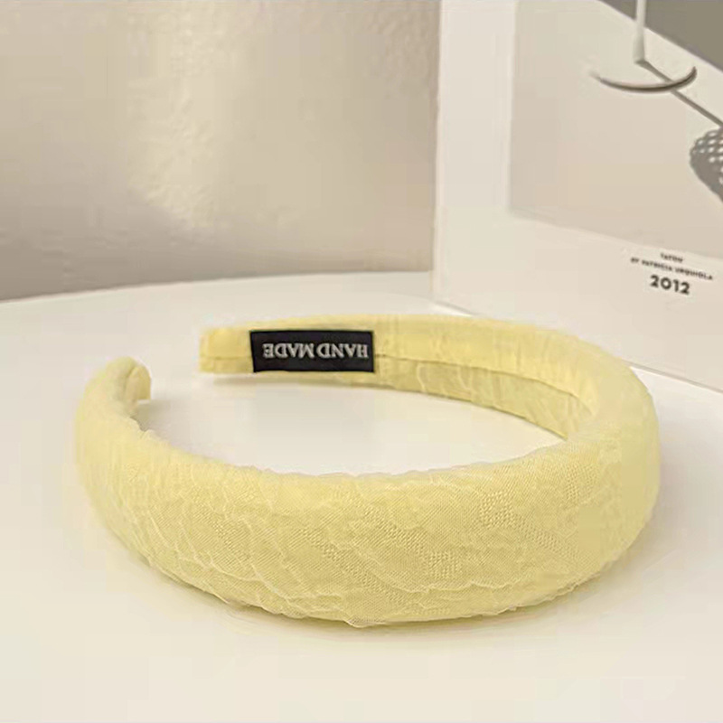 Yellow Gauze Candy Color Sponge Headband High Cranial Top Face Pressure Headband Sweet Everything Color Hair Clip Hair Accessories Wholesale Specification drawing