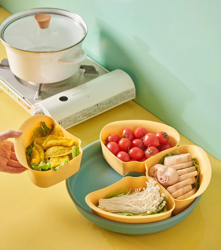W52-JKC-5702 Rotating draining Tray, hot pot serving platter, compartmentalized fruit platter, Double-layer rotatable washing basin detail image 20