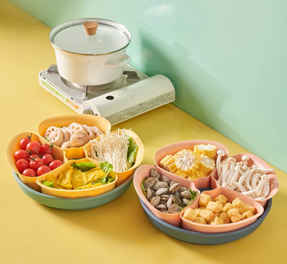 W52-JKC-5702 Rotating draining Tray, hot pot serving platter, compartmentalized fruit platter, Double-layer rotatable washing basin detail image 15