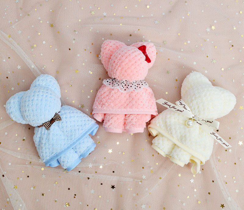 Bear towel, teak square towel, coral fleece souvenir, wedding celebration, wedding candy, teacher Mid-Autumn Festival and National Day gift wholesale, 30*30cm detail image 3