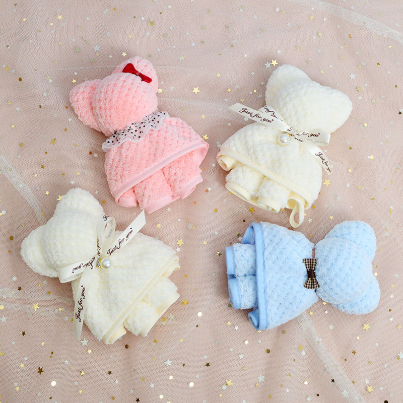 Bear towel, teak square towel, coral fleece souvenir, wedding celebration, wedding candy, teacher Mid-Autumn Festival and National Day gift wholesale, 30*30cm detail image 2