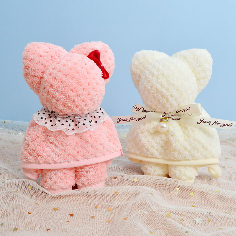 Bear towel, teak square towel, coral fleece souvenir, wedding celebration, wedding candy, teacher Mid-Autumn Festival and National Day gift wholesale, 30*30cm detail image 9