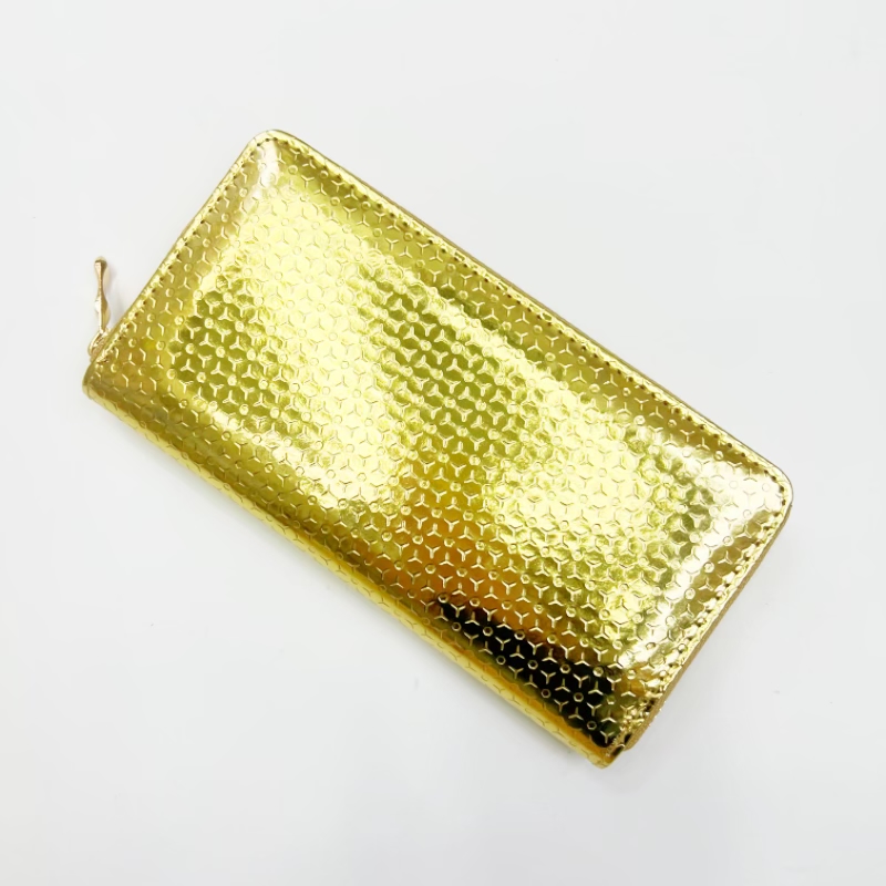 New golden single-pull wallet with embossed pattern from Yiwu factory, European and American party mobile phone case, large-capacity card case details Picture