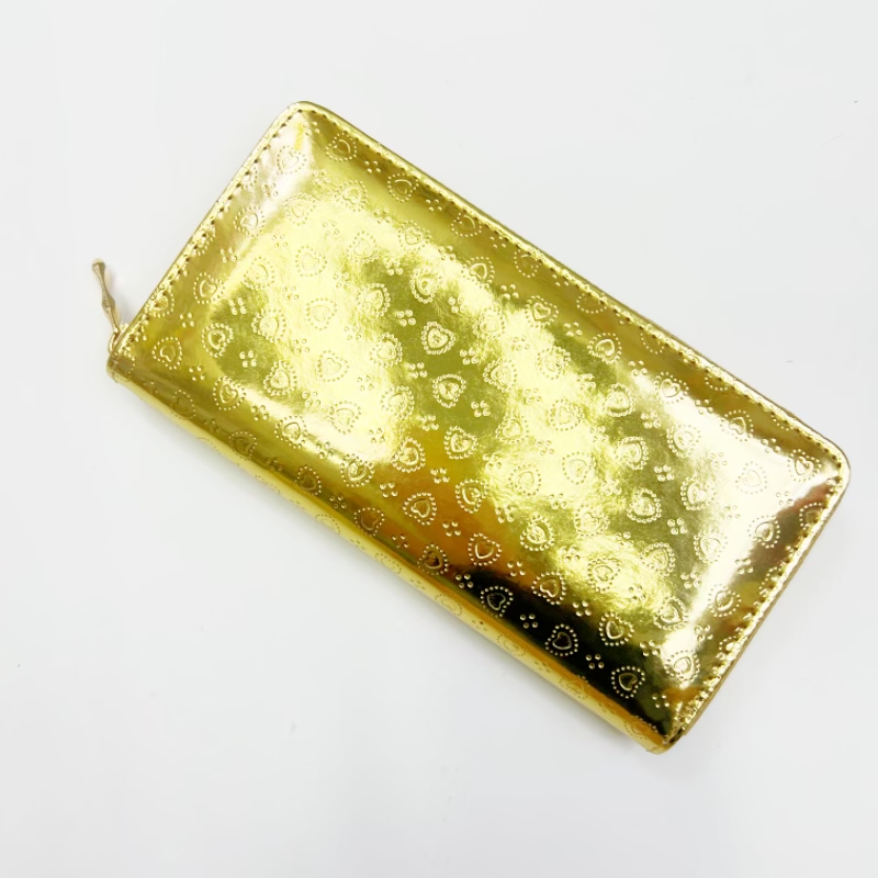 New golden single-pull wallet with embossed pattern from Yiwu factory, European and American party mobile phone case, large-capacity card case Specification image