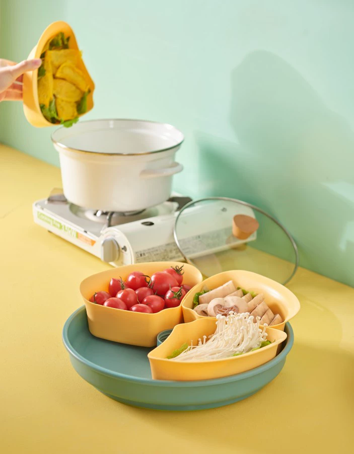 W52-JKC-5702 Rotating draining Tray, hot pot serving platter, compartmentalized fruit platter, Double-layer rotatable washing basin detail image 19