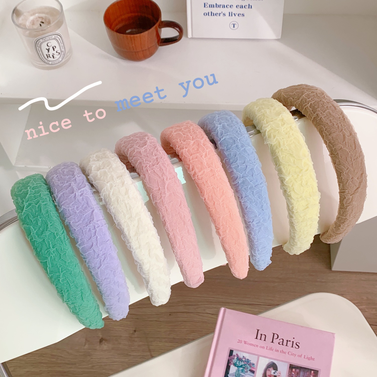 Blue Purple Gauze Candy Color Sponge Headband High Cranial Top Face Pressure Headband Sweet Everything Color Hair Clip Hair Accessories Wholesale details Picture