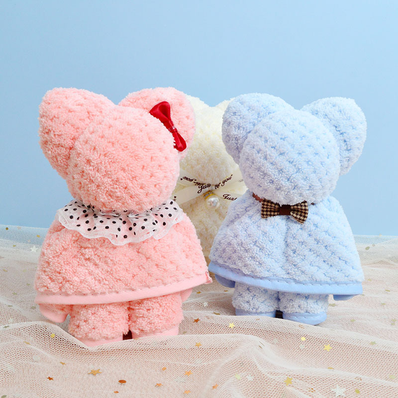 Bear towel, teak square towel, coral fleece souvenir, wedding celebration, wedding candy, teacher Mid-Autumn Festival and National Day gift wholesale, 30*30cm detail image 10