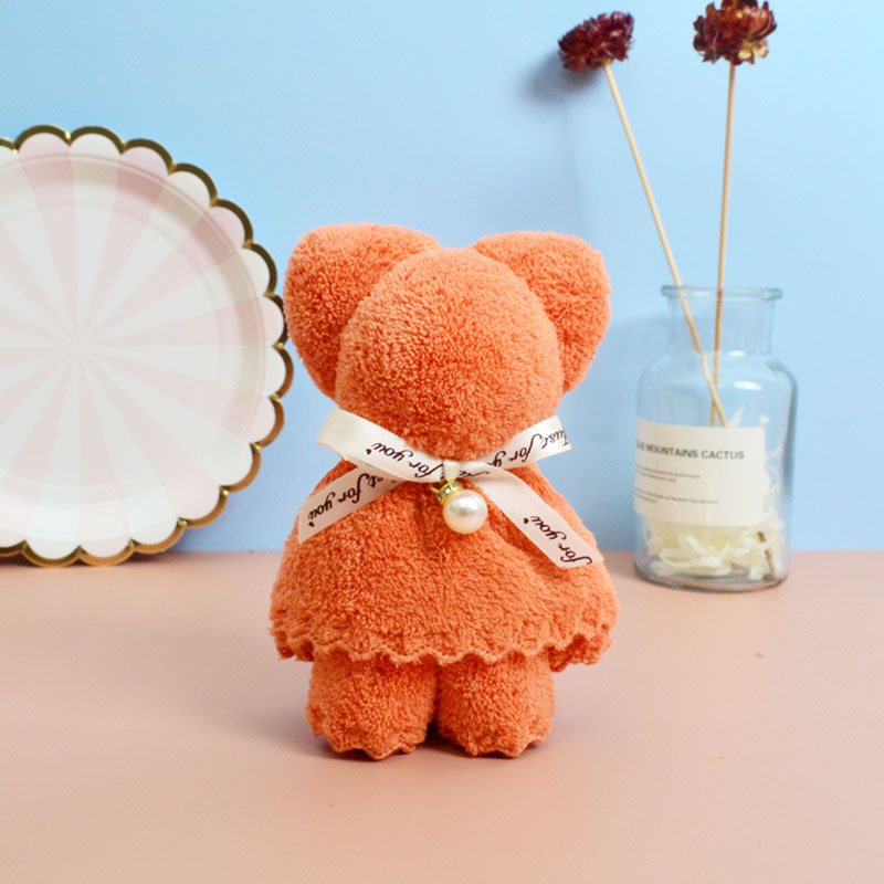 Pearl bear towel, square towel, coral fleece gift towel, souvenir, wedding celebration, wedding candy, National Day, Mid-Autumn Festival and Teachers' Day gift wholesale, 30*30cm detail image 6
