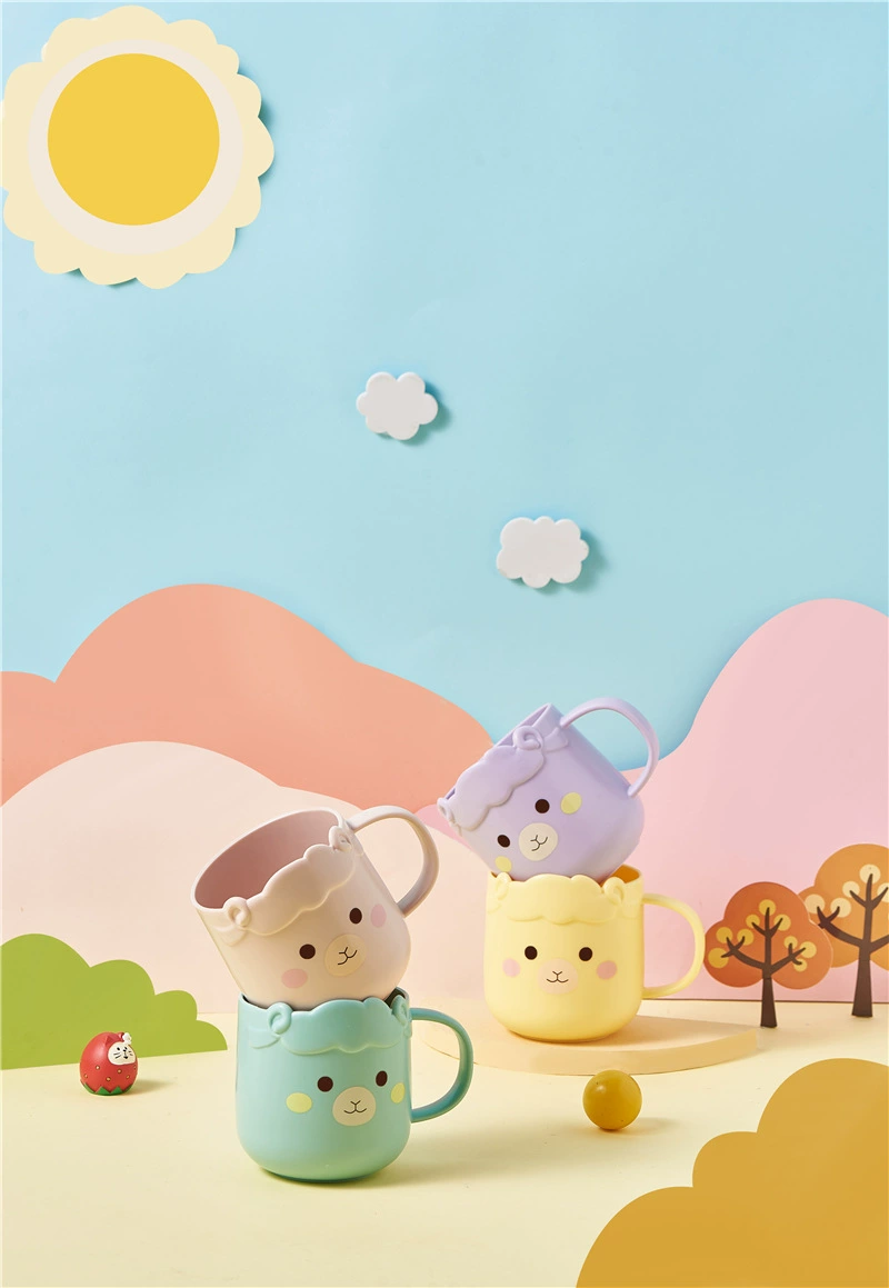 M04-7025 Sheep Mouthwash Cup, baby handle mouthwash cup, cute home parent-child Brushing cup, durable plastic water cup detail image 8