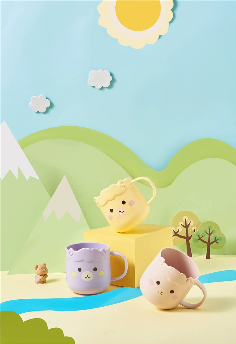 M04-7025 Sheep Mouthwash Cup, baby handle mouthwash cup, cute home parent-child Brushing cup, durable plastic water cup detail image 3