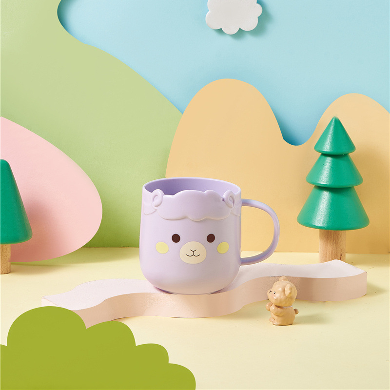 M04-7025 Sheep Mouthwash Cup, baby handle mouthwash cup, cute home parent-child Brushing cup, durable plastic water cup details Picture
