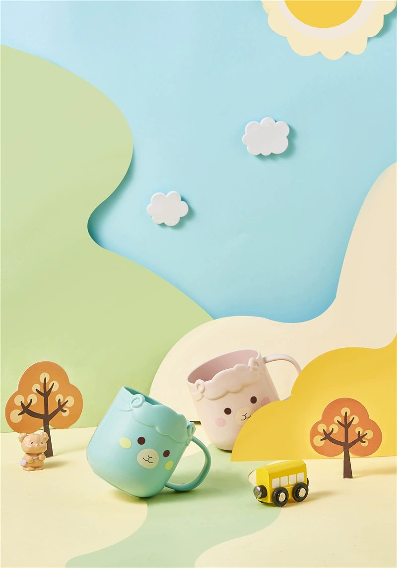 M04-7025 Sheep Mouthwash Cup, baby handle mouthwash cup, cute home parent-child Brushing cup, durable plastic water cup detail image 6