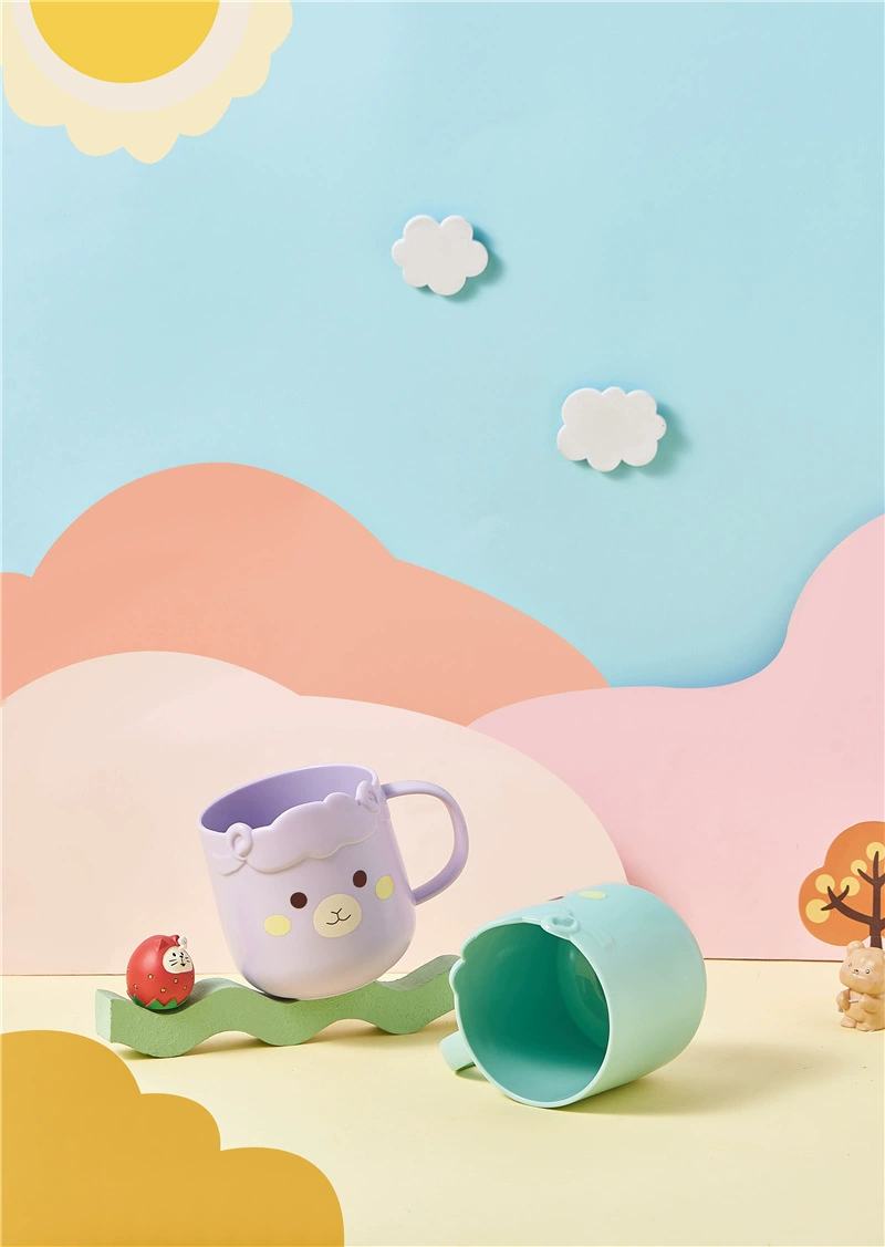 M04-7025 Sheep Mouthwash Cup, baby handle mouthwash cup, cute home parent-child Brushing cup, durable plastic water cup detail image 7