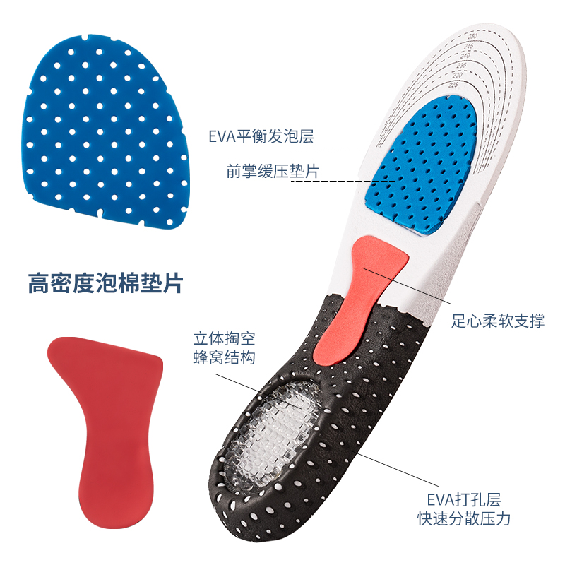 Wholesale insoles, sweat-absorbing and breathable EVA air insoles, sports insoles, men's silicone shock-absorbing, military training, customizable, women's insoles details Picture