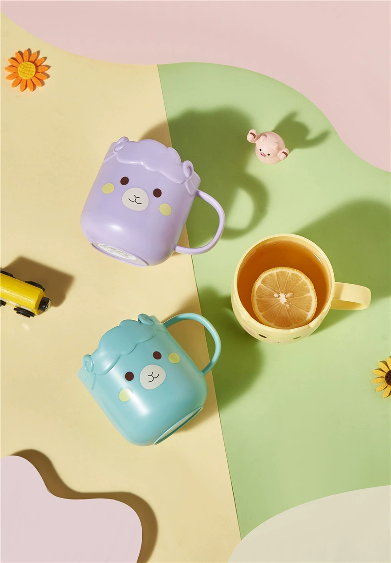M04-7025 Sheep Mouthwash Cup, baby handle mouthwash cup, cute home parent-child Brushing cup, durable plastic water cup detail image 2