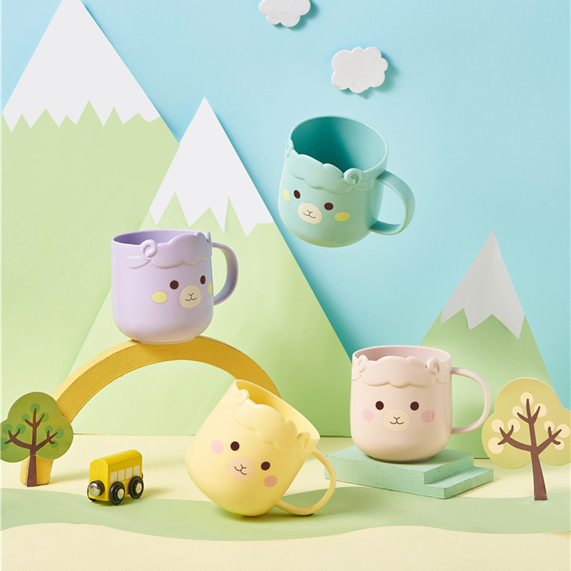 M04-7025 Sheep Mouthwash Cup, baby handle mouthwash cup, cute home parent-child Brushing cup, durable plastic water cup Specification image