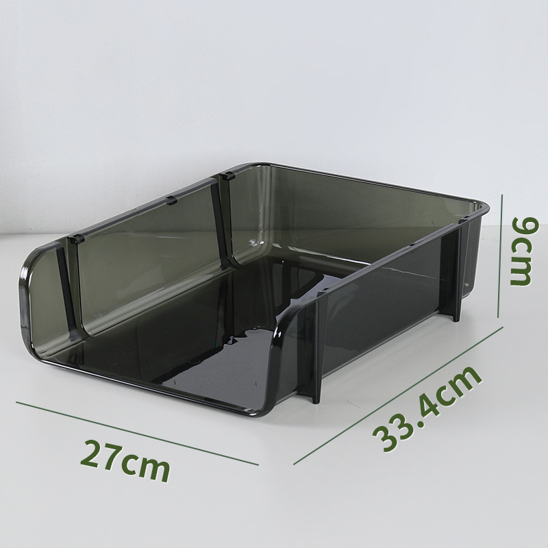 G13-2312 Transparent Desktop File Storage rack, Large office book and information organization storage box, PET transparent desktop storage rack, desktop organization box, book storage box Item Picture