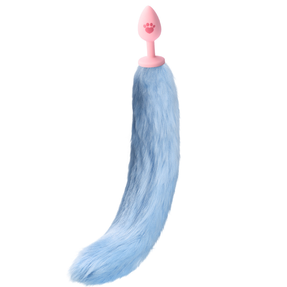 A new type of artificial fox tail silk-screened cat paw silicone anal plug alternative sex toy, an adult product for export to the United States pic 5