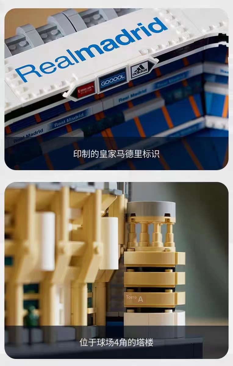 老特拉福德巴塞罗那诺坎普巴萨球迷伯纳乌球场西甲足球场积木详情图8