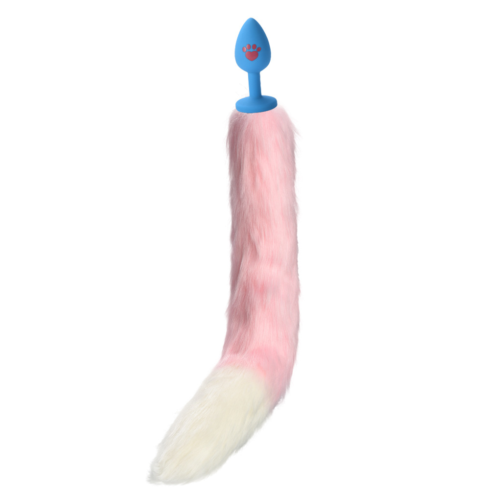 A new type of artificial fox tail silk-screened cat paw silicone anal plug alternative sex toy, an adult product for export to the United States pic 12