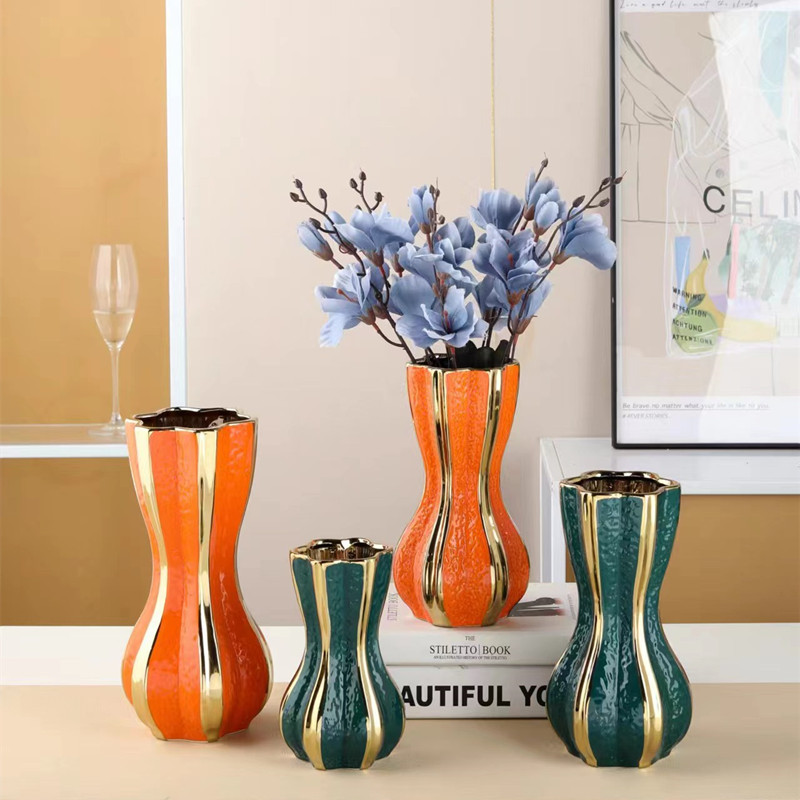 Light luxury style European-style electroplated ceramic flower vase, hydroponic living room, office, wedding model room flower vase Specification image