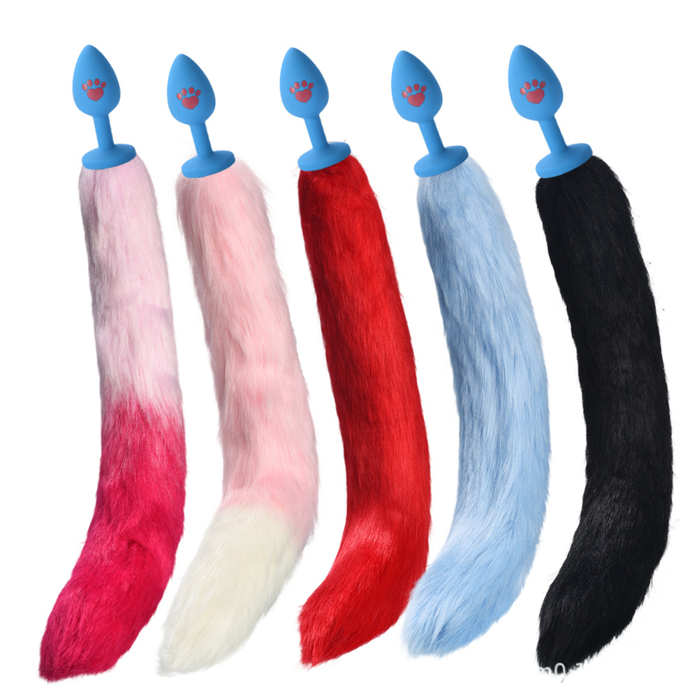 A new type of artificial fox tail silk-screened cat paw silicone anal plug alternative sex toy, an adult product for export to the United States details Picture