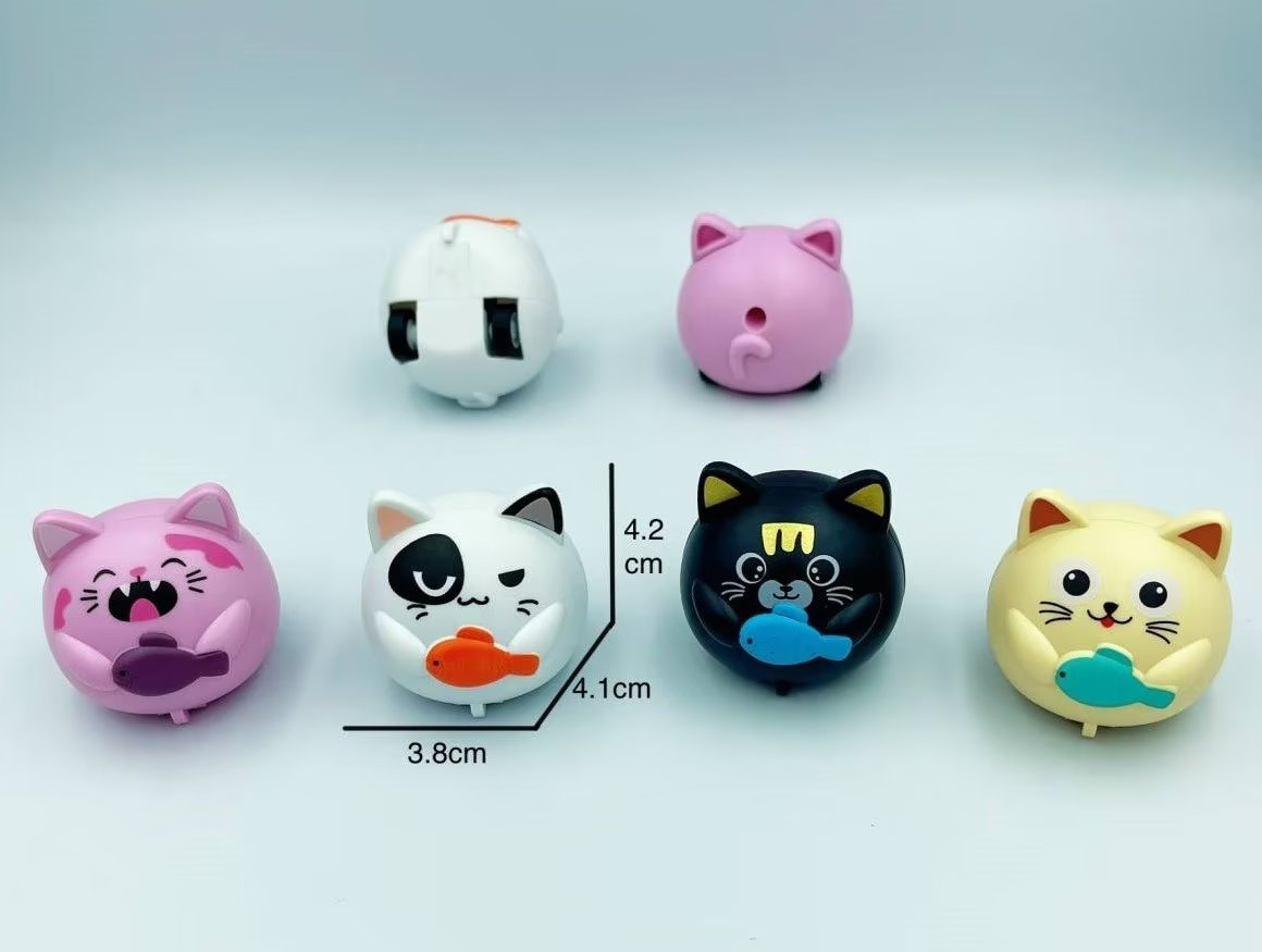 Children's toys, cartoon cats eating fish, rebound car small toys, fun gashapon toys, gift toys, kindergarten activity gifts