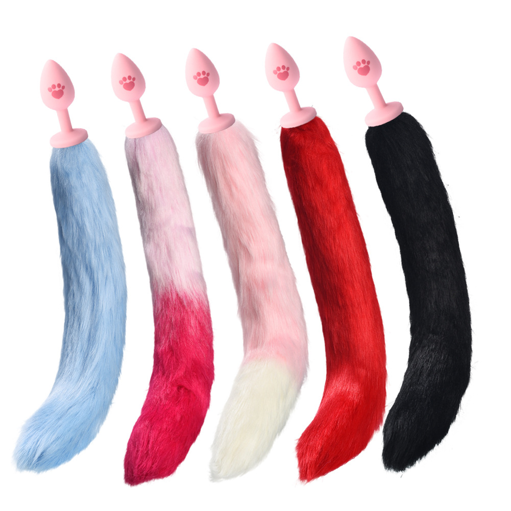 A new type of artificial fox tail silk-screened cat paw silicone anal plug alternative sex toy, an adult product for export to the United States pic 3