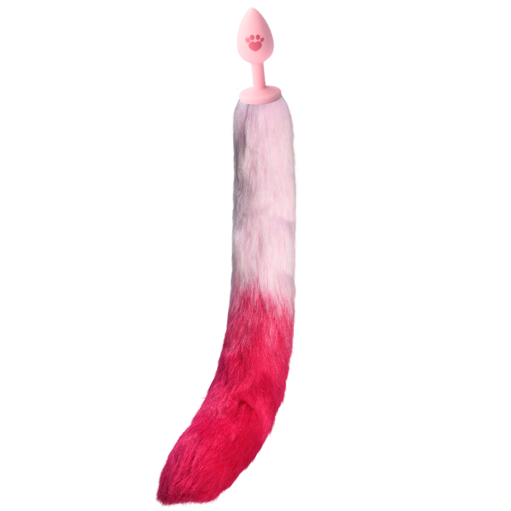 A new type of artificial fox tail silk-screened cat paw silicone anal plug alternative sex toy, an adult product for export to the United States pic 9