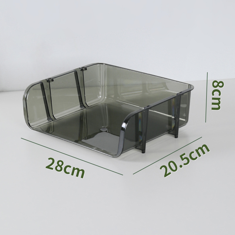 G13-2311 Transparent Desktop Storage rack, small office document PET data organization storage box, student desk storage rack, bathroom storage rack, cosmetics storage box Item Picture