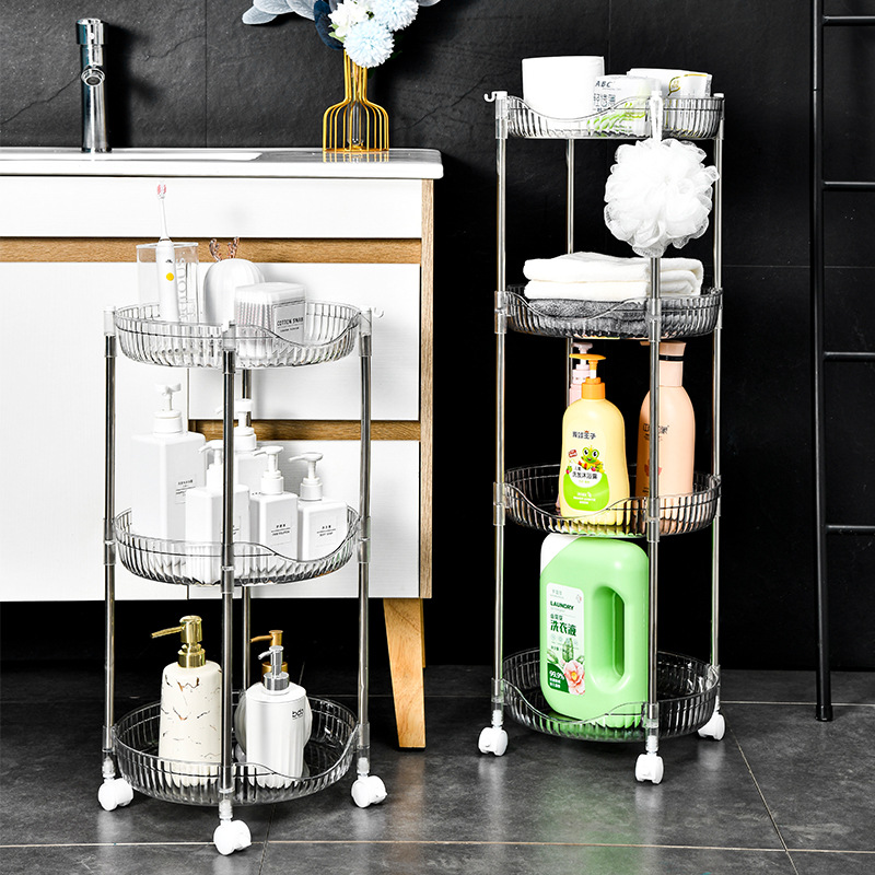 X51-8663 circular stainless steel storage rack, floor-standing multi-layer multi-functional storage rack for various items, layered shelf