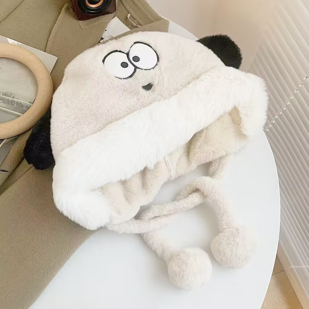 小狗帽子/大眼帽子/毛绒帽子白底实物图