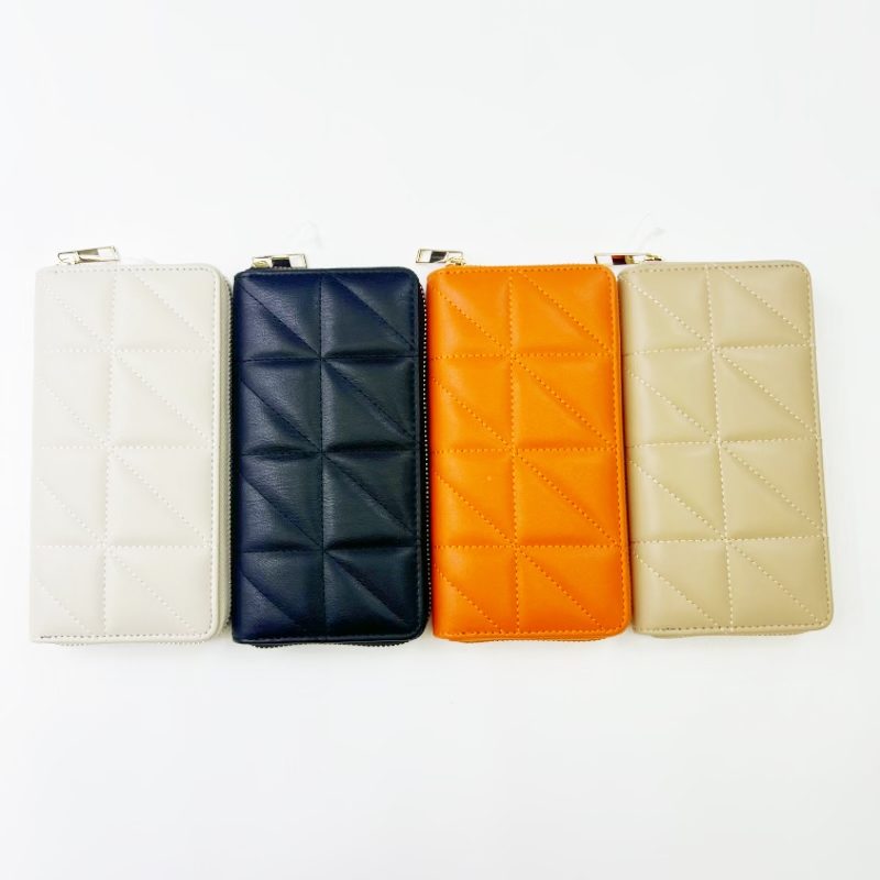 义义乌工厂多色可选单拉包绗缝钱包高品质欧美热销手机包大容量卡包撞色手机包万圣节礼品印花钱包